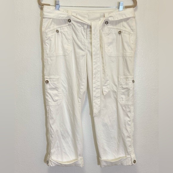 WHBM - Cargo Crop Pants by White House Black Market with sash - size 8 - Picture 1 of 4